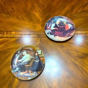 2 Norman Rockwell Painted Plates
